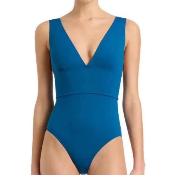 NEW $275 Bondi Born V Neck Victoria One-Piece Swimsuit Blue XLarge - Picture 2 of 8